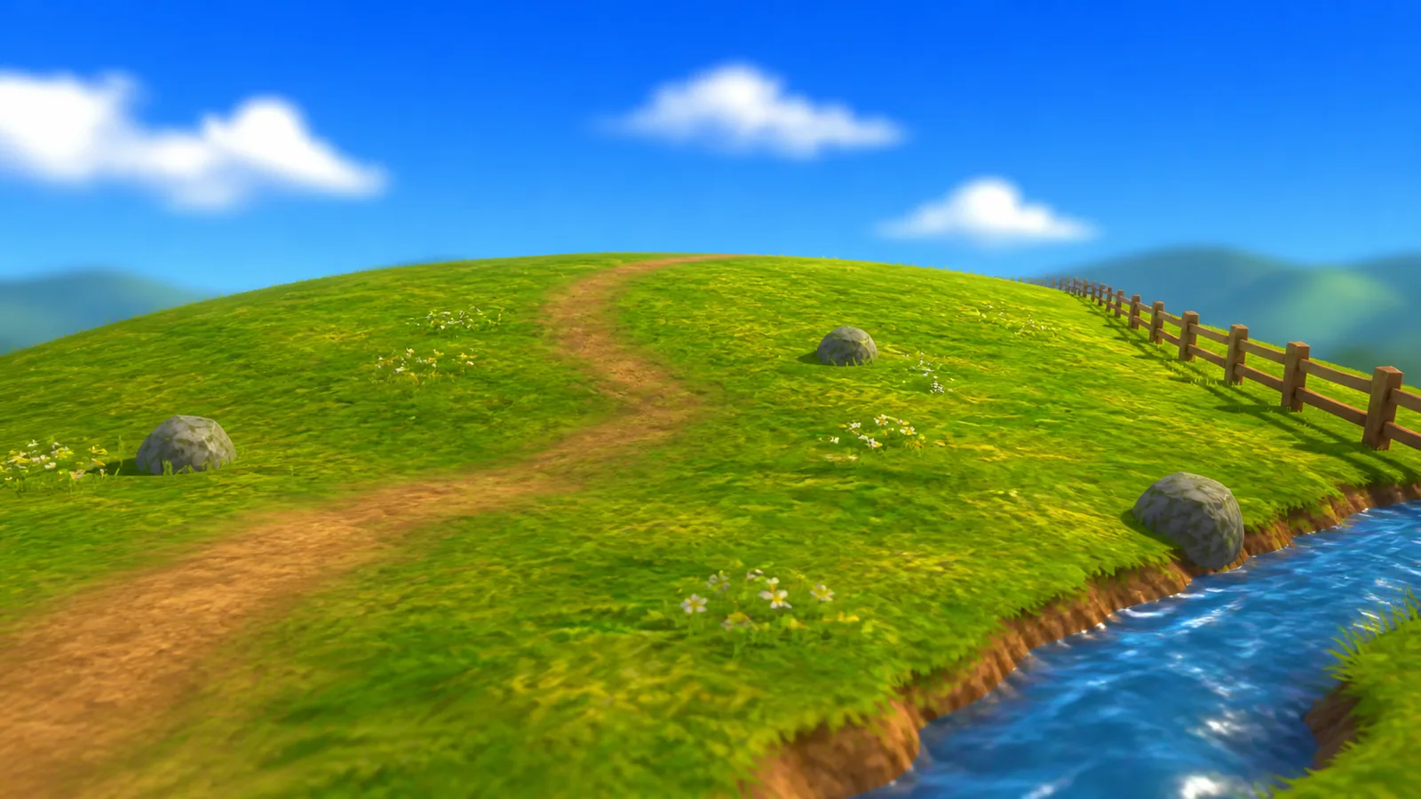 A green hill under a blue sky